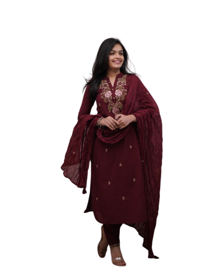 Cotton Charm ? Floral Embroidered Dress with Printex Artistry (M)